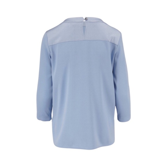BOGNER Colette Powder Blue Crepe Blouse 3/4 Sleeve Scoop Neck - Picture 4 of 16